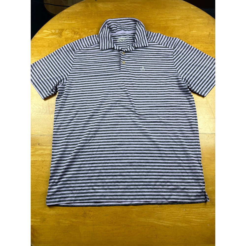 Nike Golf Tour Performance Dri-FIT Striped Polo Shirt Purple Grey Mens Large